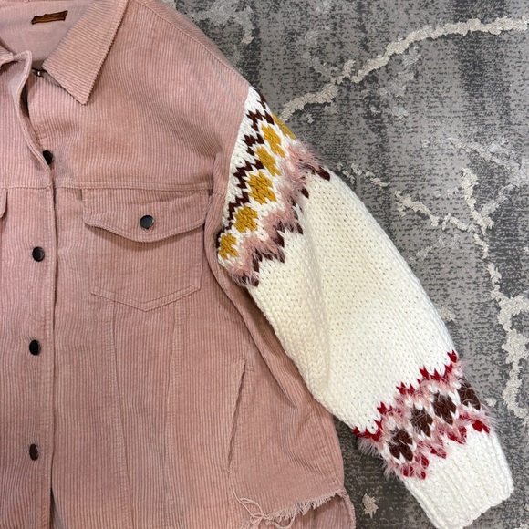 POL Pink Corduroy Jacket with Knit Sleeves - Picture 3 of 9